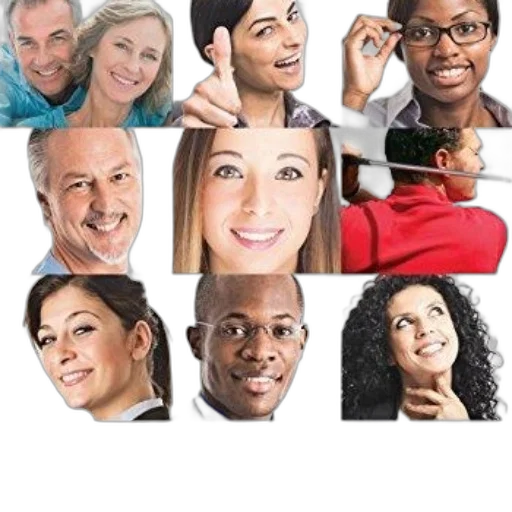 staff, face, photorealistic, collage transparent PNG cut-out