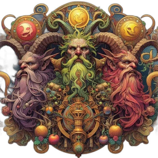 crown, mask, staff, dragon transparent PNG cut-out