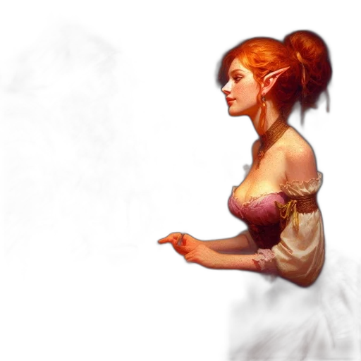 dress, staff, face, fantasy art transparent PNG cut-out