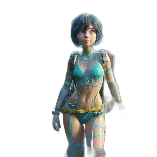 robot, concept art, 3d render, cyberpunk transparent PNG cut-out
