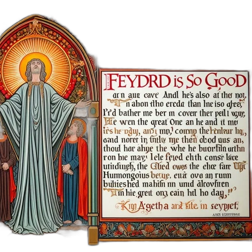 illuminated, medieval-style, manuscript, features transparent PNG cut-out