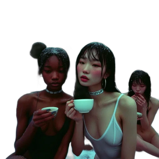 food, vaporwave, concept art, photorealistic transparent PNG cut-out