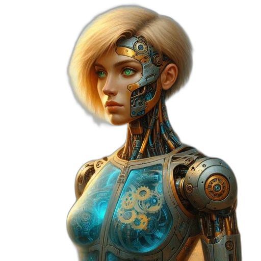 robot, face, concept art, cyberpunk transparent PNG cut-out