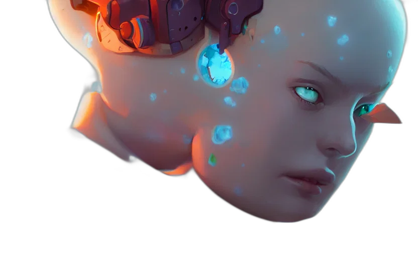 robot, face, crown, creature transparent PNG cut-out