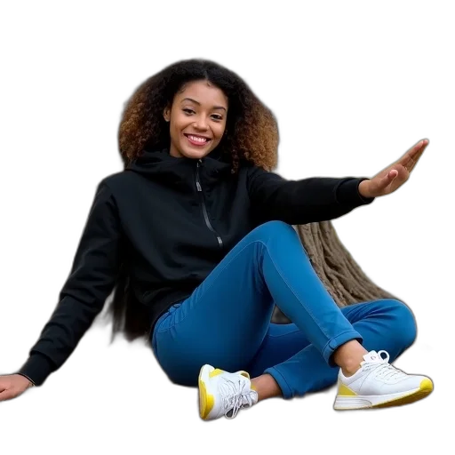 jacket, shoes, hair, creature transparent PNG cut-out