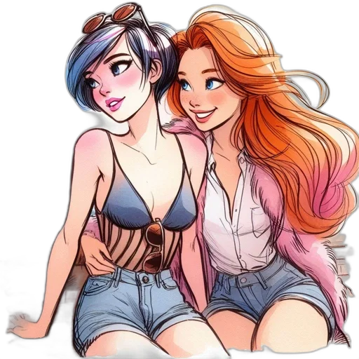 cartoon, anime, watercolor, comic book art transparent PNG cut-out
