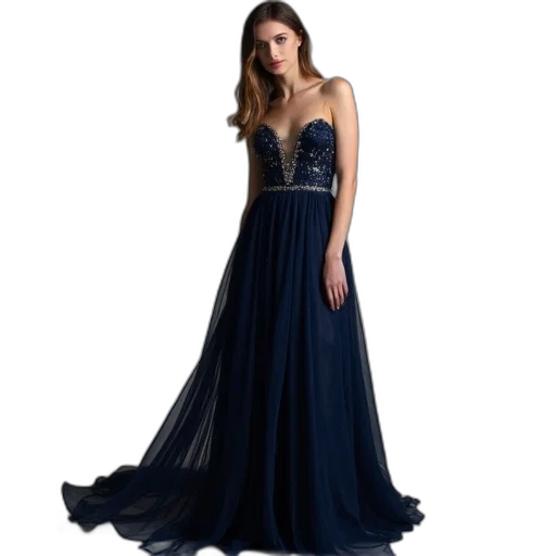 dress, blue, dark, woman transparent PNG cut-out