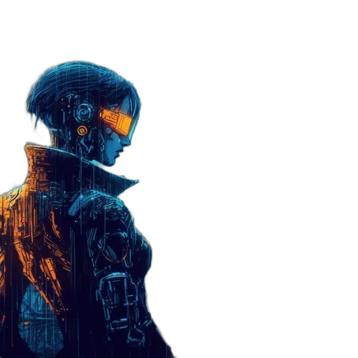 robot, jacket, cyberpunk, concept art transparent PNG cut-out