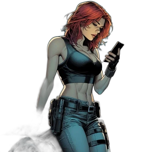 comic book art, concept art, cyberpunk, cartoon transparent PNG cut-out