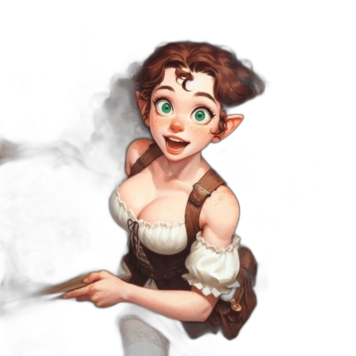 staff, dress, face, fantasy art transparent PNG cut-out