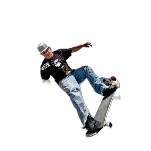 photorealistic, skateboarder, wearing, black transparent PNG cut-out
