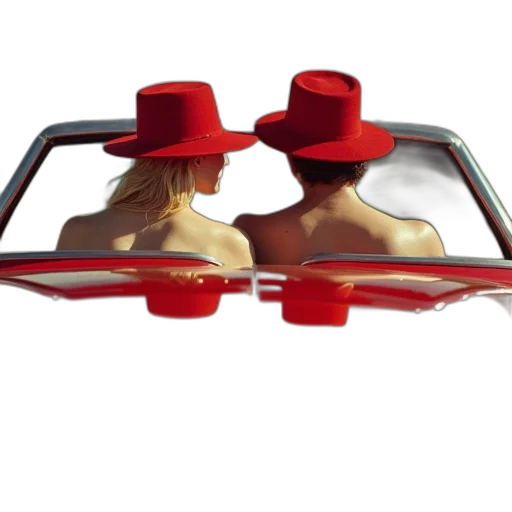 hat, car, 1965, red transparent PNG cut-out