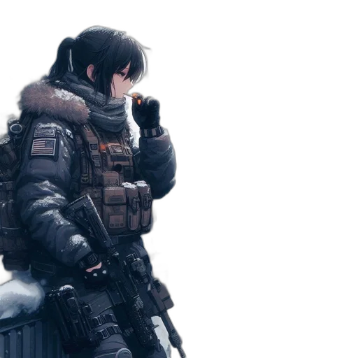 jacket, weapon, concept art, cyberpunk transparent PNG cut-out