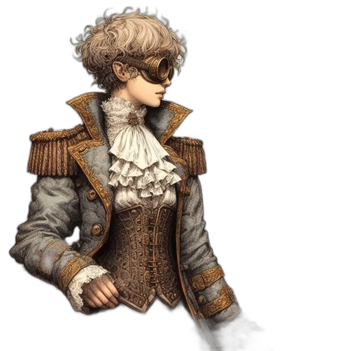 jacket, staff, hair, concept art transparent PNG cut-out