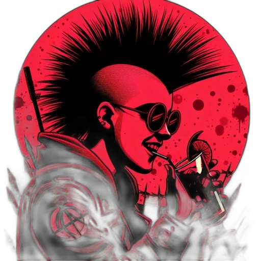 jacket, staff, face, comic book art transparent PNG cut-out
