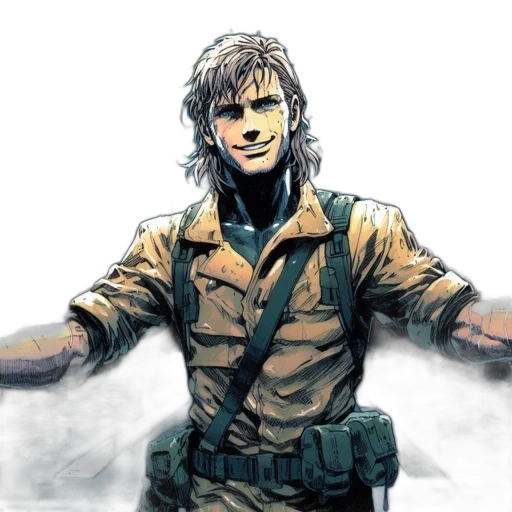 jacket, weapon, staff, comic book art transparent PNG cut-out