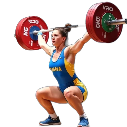 weapon, female, weightlifter, squat transparent PNG cut-out