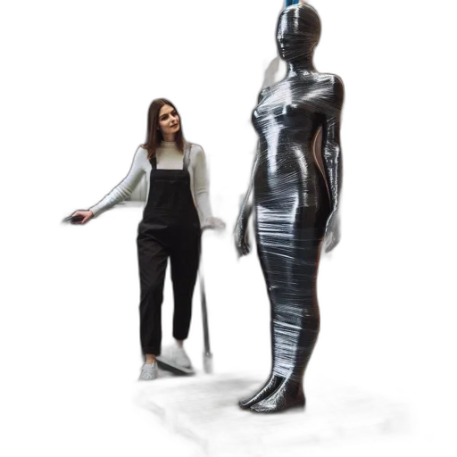 robot, dress, staff, concept art transparent PNG cut-out
