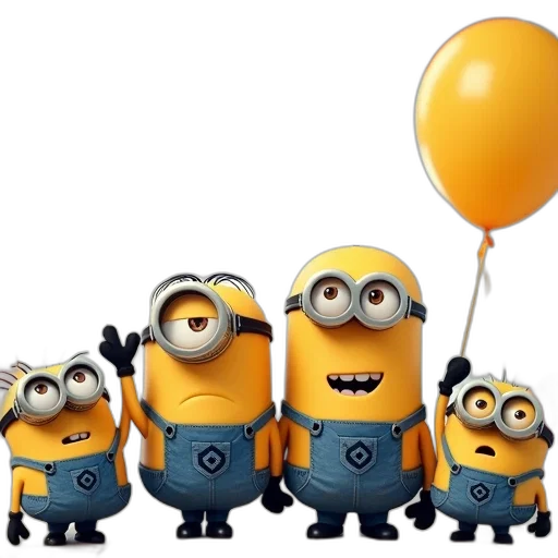 3d render, minions, birthday, invitations transparent PNG cut-out