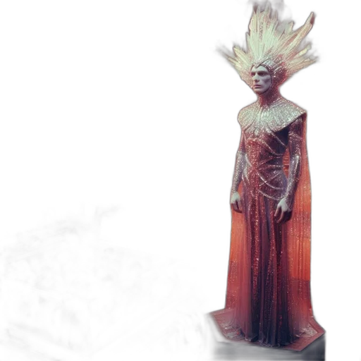 dress, creature, staff, mask transparent PNG cut-out