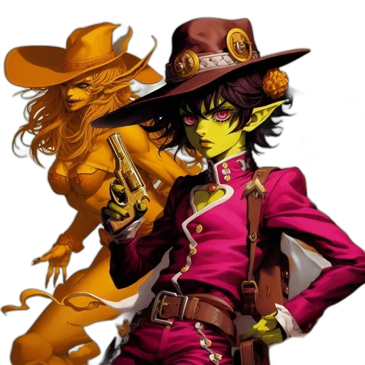 hat, staff, weapon, jacket transparent PNG cut-out