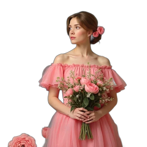 dress, jewelry, photorealistic, oil painting transparent PNG cut-out