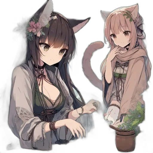 staff, flower, anime, fantasy art transparent PNG cut-out