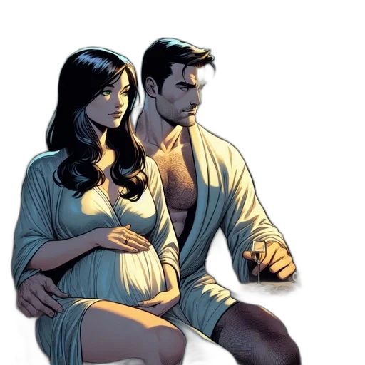 comic book art, concept art, two, individuals transparent PNG cut-out