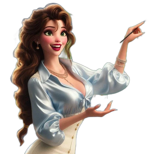 dress, jewelry, staff, cartoon transparent PNG cut-out
