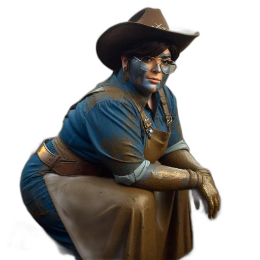 hat, staff, face, robot transparent PNG cut-out