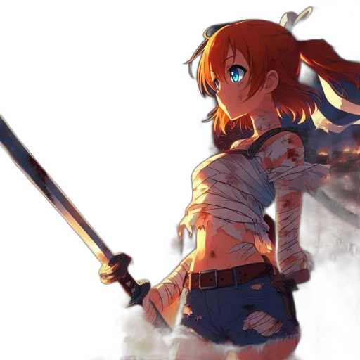 sword, weapon, staff, anime transparent PNG cut-out