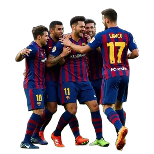 barcelona, players, celebrate, goal transparent PNG cut-out