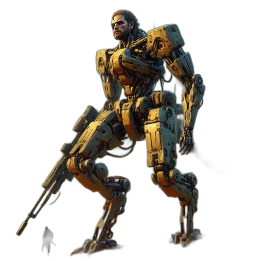 robot, weapon, concept art, 3d render transparent PNG cut-out