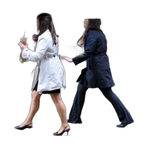 staff, two, women, walking transparent PNG cut-out