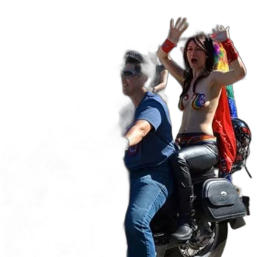 woman, motorcycle, rainbow, colors transparent PNG cut-out