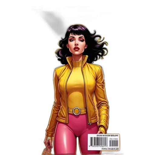 jacket, comic book art, concept art, golden transparent PNG cut-out