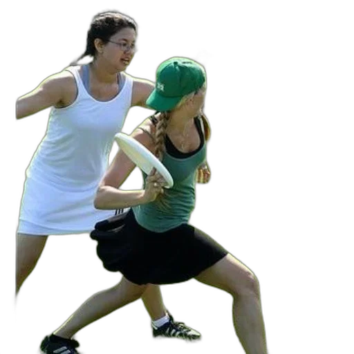 two, women, playing, frisbee transparent PNG cut-out
