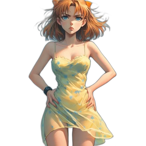 dress, anime, concept art, watercolor transparent PNG cut-out