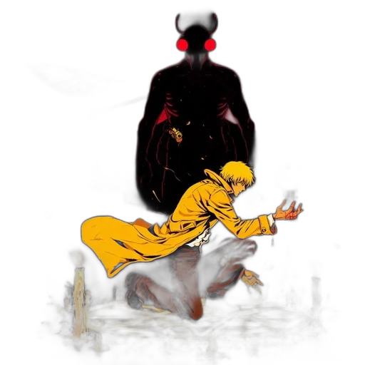 jacket, staff, mask, creature transparent PNG cut-out