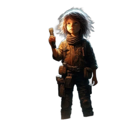 staff, jacket, weapon, hair transparent PNG cut-out