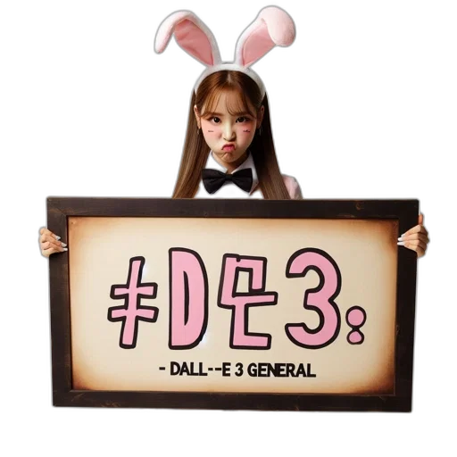 woman, bunny-themed, outfit, holds transparent PNG cut-out