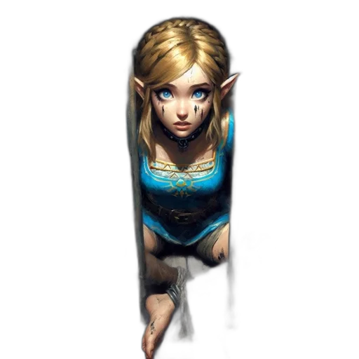 face, dress, staff, sword transparent PNG cut-out