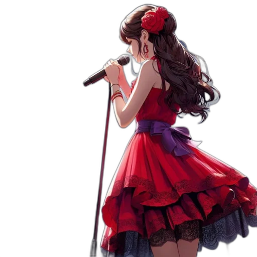 dress, staff, concept art, anime transparent PNG cut-out