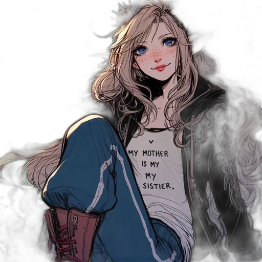 jacket, dress, face, comic book art transparent PNG cut-out