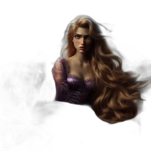 hair, dress, fantasy art, photorealistic transparent PNG cut-out