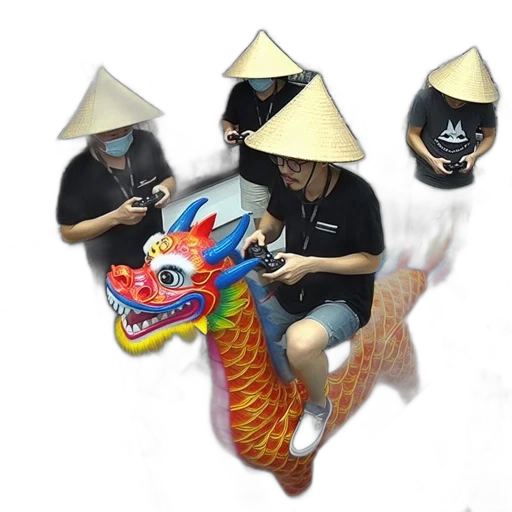 dragon, mask, hat, staff transparent PNG cut-out