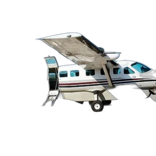 3d render, small, white, airplane transparent PNG cut-out