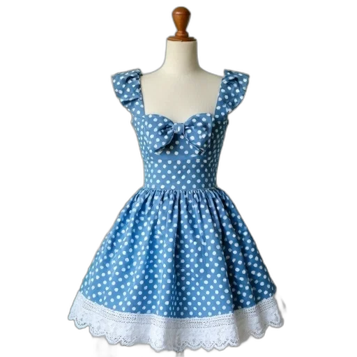 dress, 3d render, blue, white transparent PNG cut-out