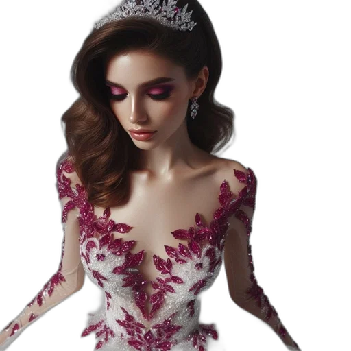 dress, crown, jewelry, photorealistic transparent PNG cut-out
