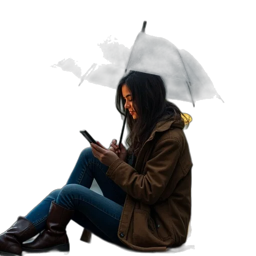 umbrella, jacket, concept art, cyberpunk transparent PNG cut-out